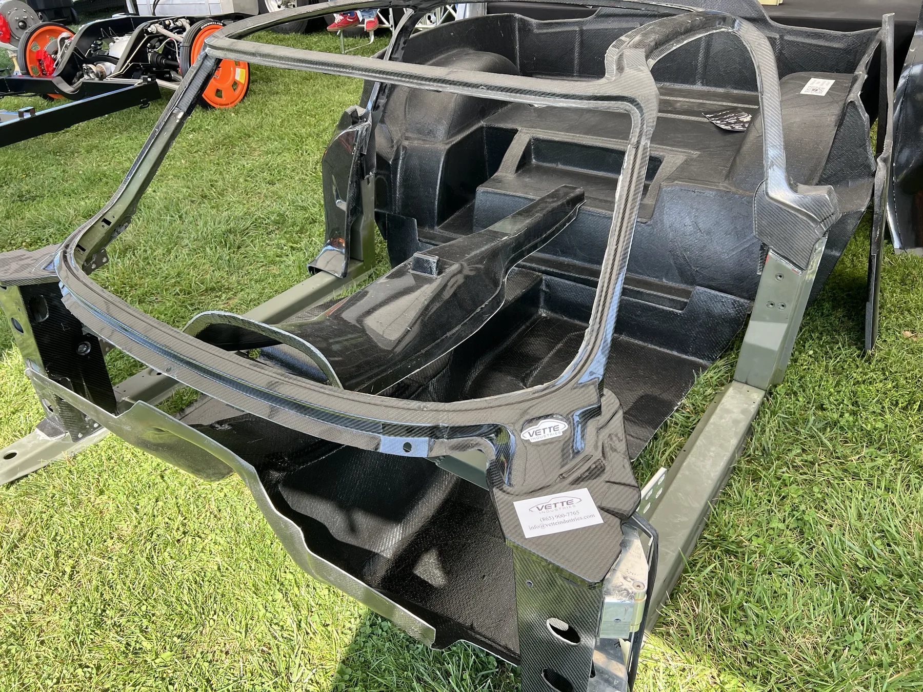 Close view of Corvette body-shell molded construction.