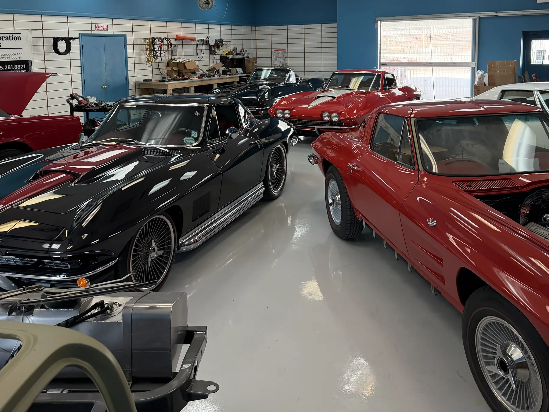 Corvette showroom and project lineup.