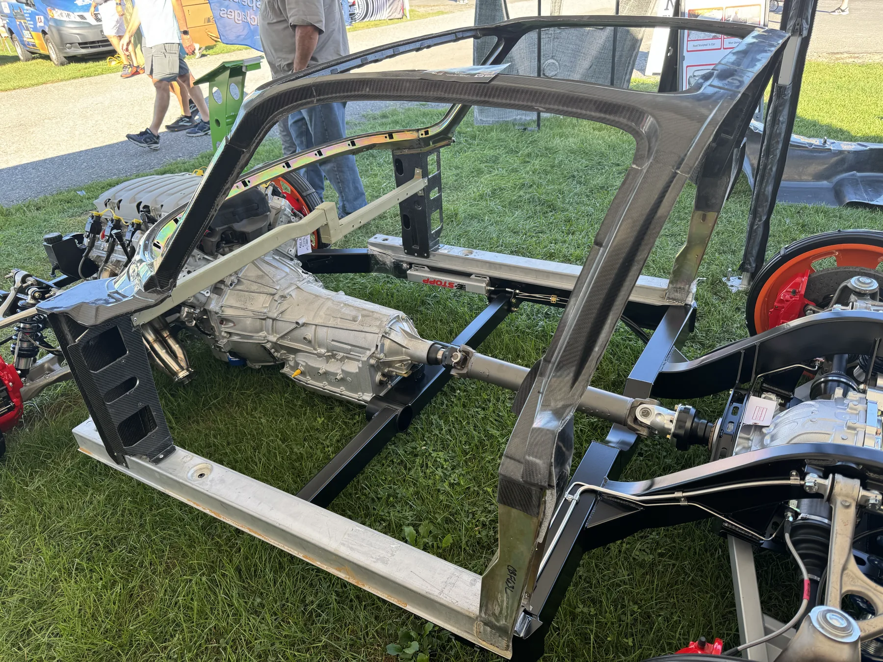 Bare Corvette birdcage and structural assembly.